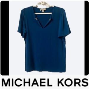 Michael Kors Blue Women's Short Sleeve Top 🔥 - Size Large
